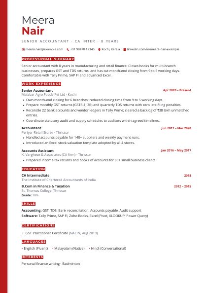 Accent Bar Crimson CV template