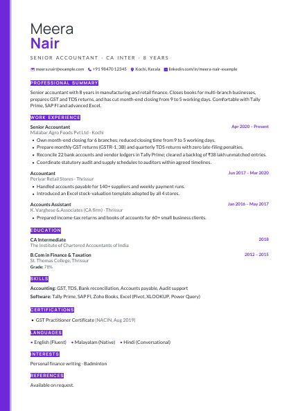 Accent Bar Violet Geo CV template