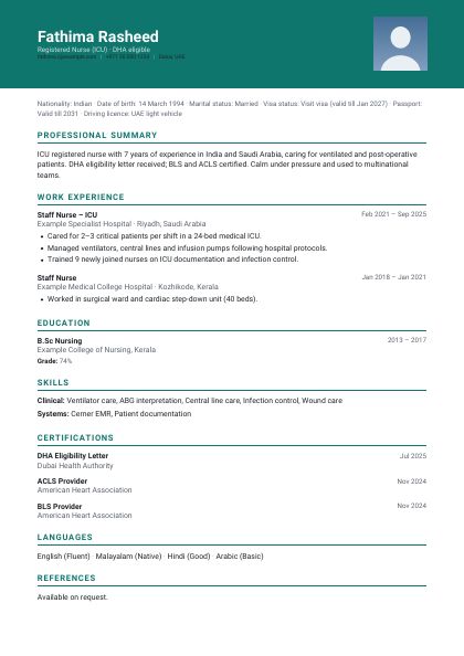 Banner Teal Sharp CV template
