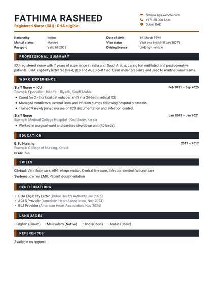 Block Amber CV template preview