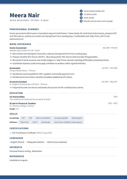 Bookend Denim CV template preview