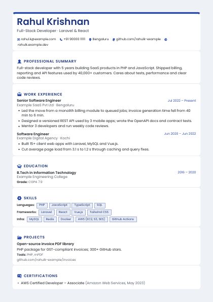 Cards Royal Blue CV template