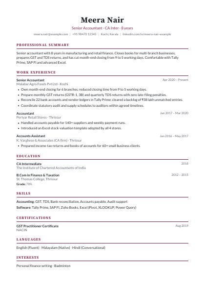 Classic Burgundy Elegant CV template