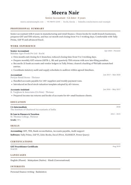 Classic Coffee Serif CV template