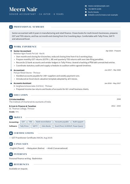 Corporate Navy CV template