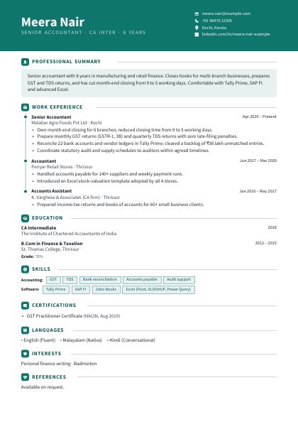 Corporate Teal Clean CV template