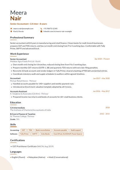 Creative Amber CV template