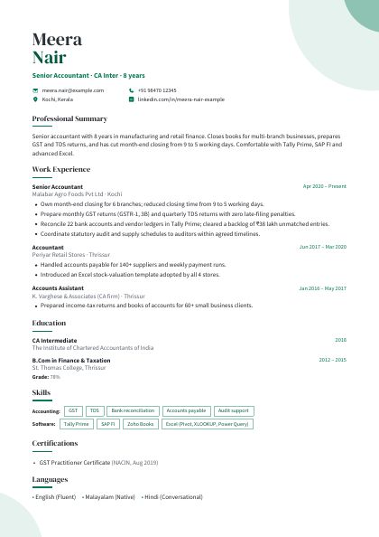 Creative Emerald Serif CV template
