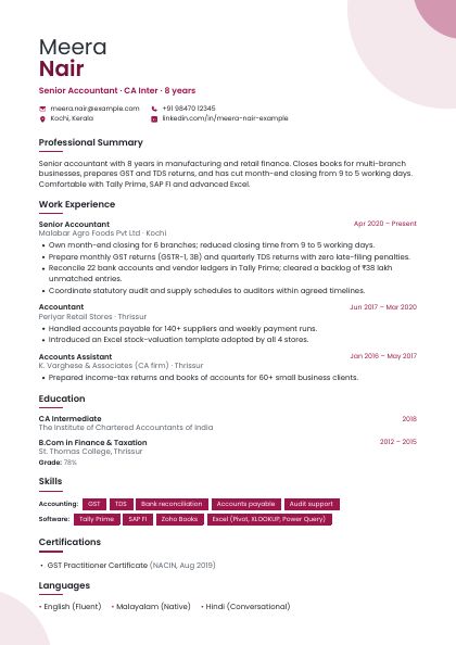 Creative Magenta CV template