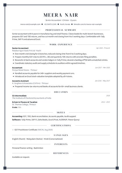 Framed Graphite Serif CV template preview
