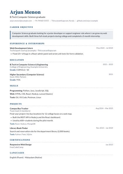Fresher Navy Elegant CV template
