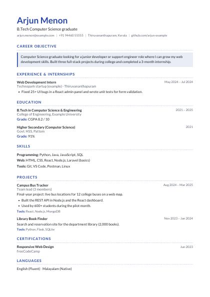 Fresher Royal Blue CV template