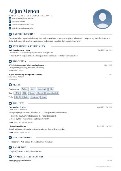 Graduate Navy Serif CV template