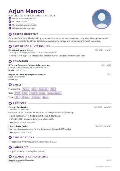 Graduate Plum Bold CV template