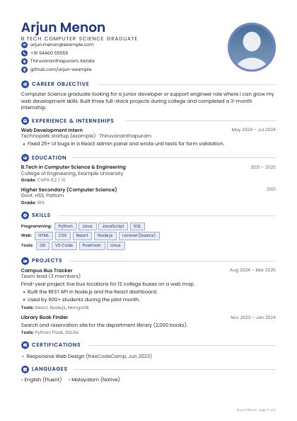 Graduate Royal Blue Round CV template