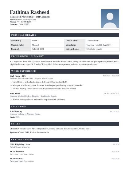 Gulf Format Charcoal Traditional CV template
