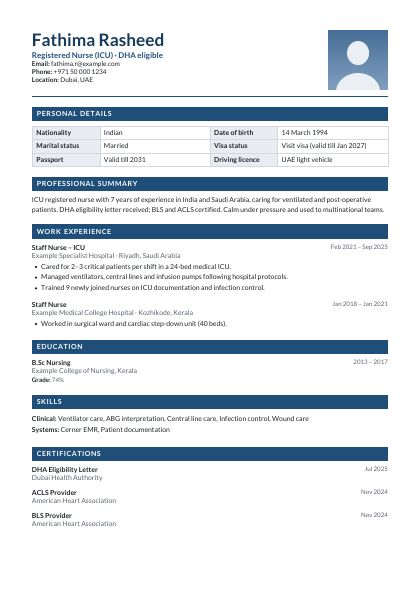 Gulf Format Navy CV template