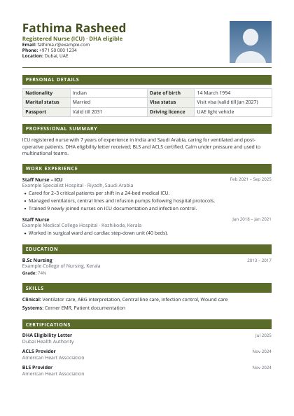 Gulf Format Olive Open CV template
