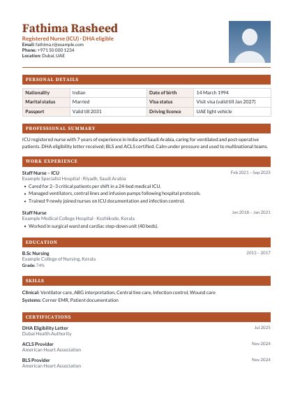 Gulf Format Rust Elegant CV template