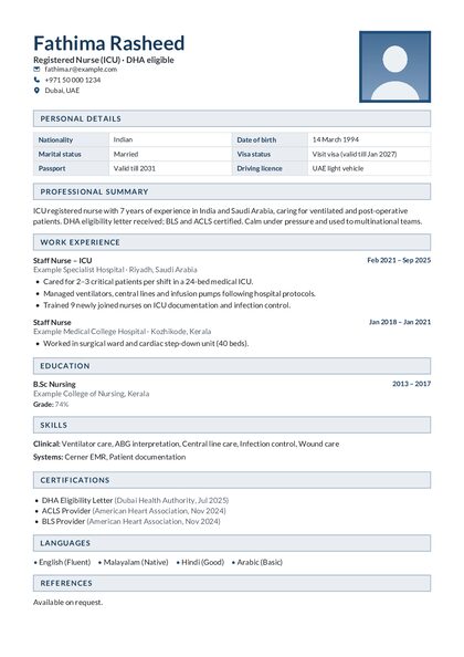 Gulf Boxed Navy CV template preview