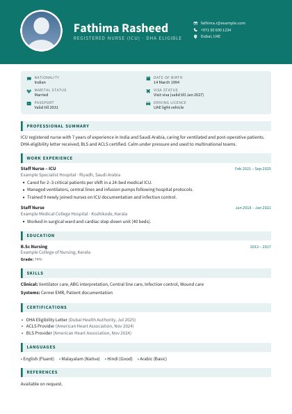 Gulf Modern Teal Clean CV template