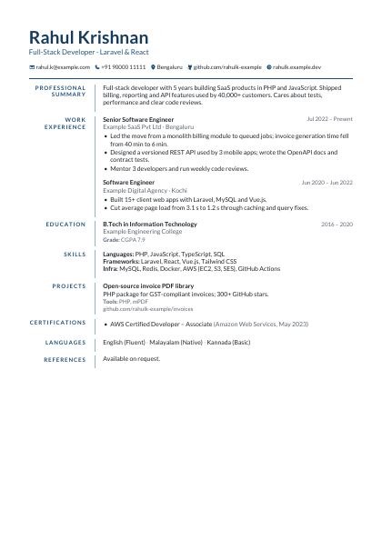 Margin Titles Navy CV template