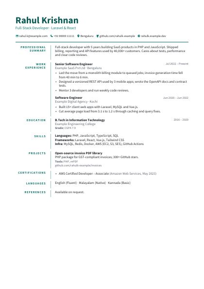 Margin Titles Teal CV template