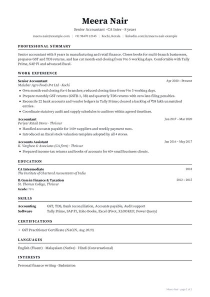 Harvard Ink CV template preview