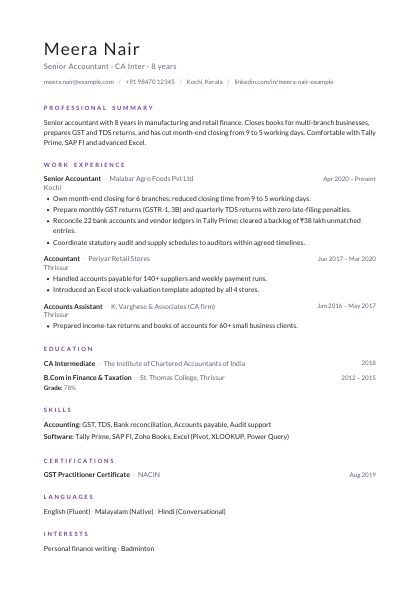 Minimal Plum CV template