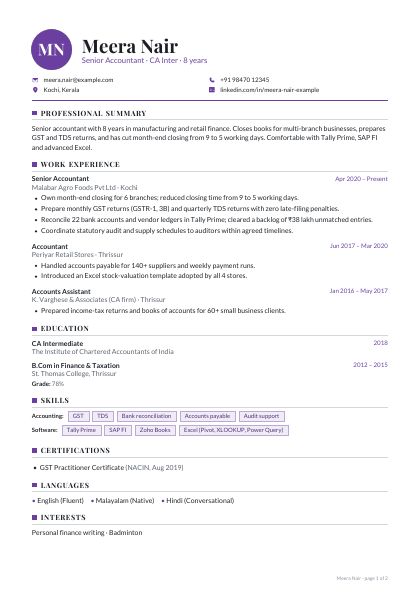 Monogram Plum Classic CV template