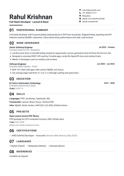 Numbered Ink Sharp CV template preview