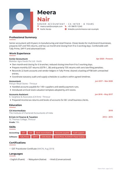 Offset Coral CV template preview