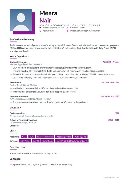 Offset Mulberry CV template preview