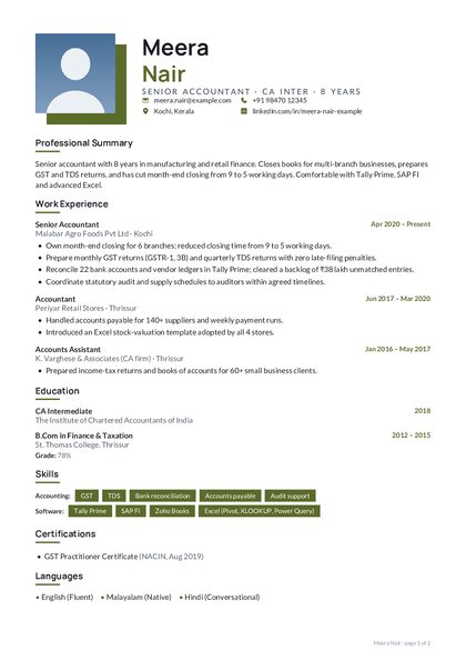 Offset Olive Geo CV template preview