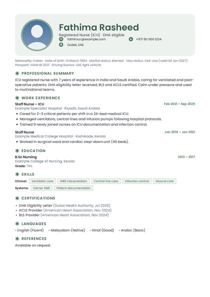 Pastel Sage CV template preview