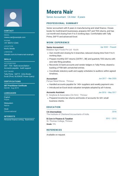 Sidebar Ocean Sharp CV template