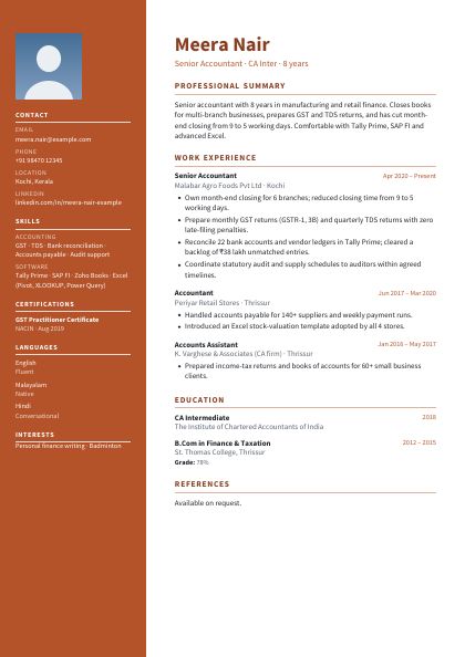 Sidebar Rust Clean CV template