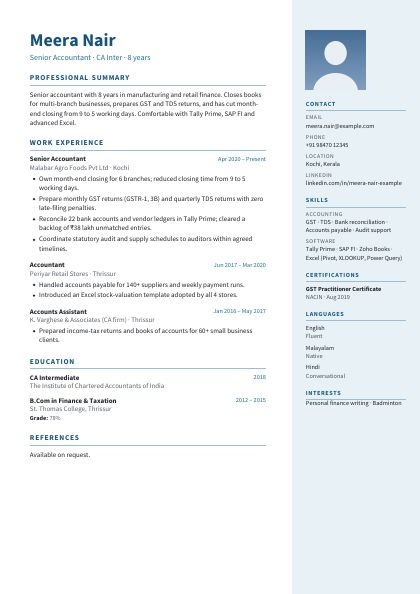 Side Panel Sky Clean CV template