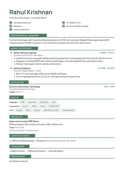 Tabs Sage Geo CV template preview