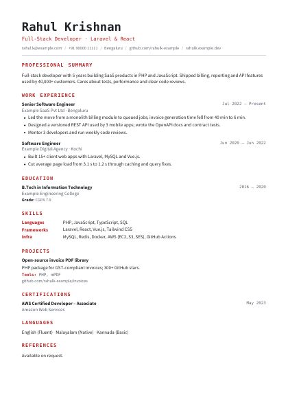 Tech Crimson Code CV template
