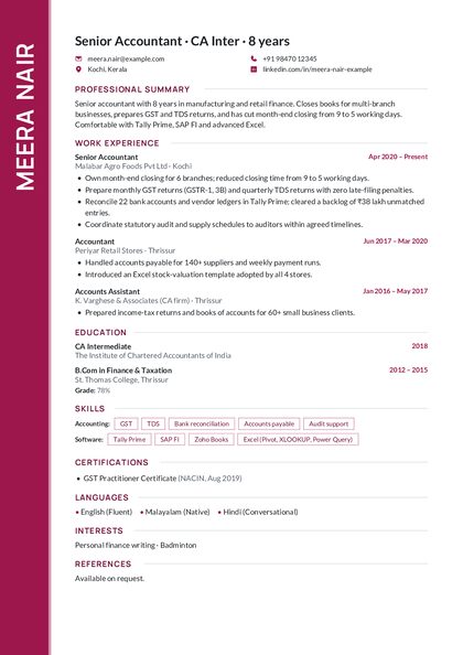 Vertical Magenta Geo CV template preview
